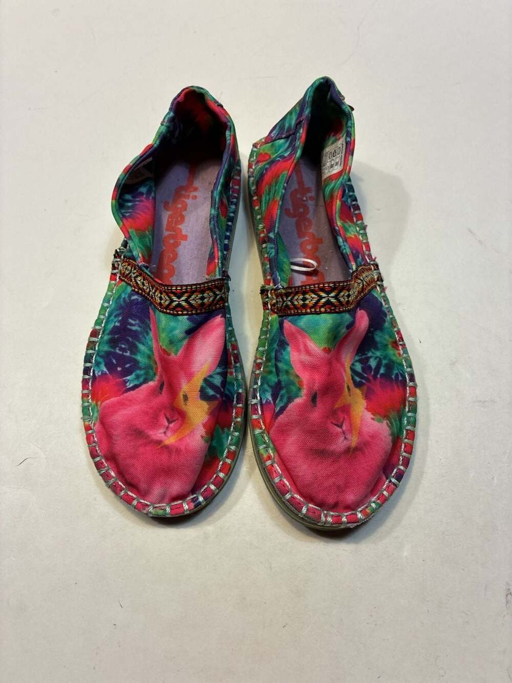 Tigerbear Republik Tie-Dye Bowie Bunny Canvas Slip-On Espadrilles